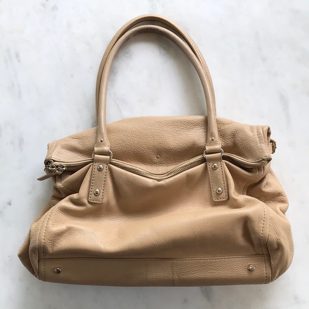 Tan Kate Spade bag. Versatile. Cute.